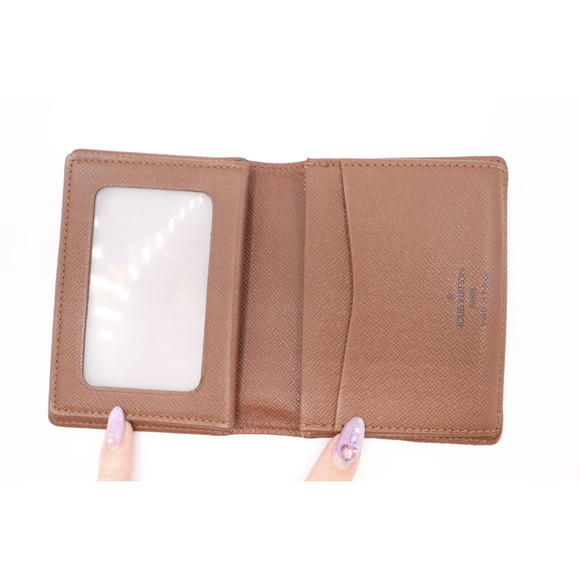 Louis Vuitton Authentic Monogram Bi-fold Card Wallet Pouch Leather Canvas Brown - Picture 9 of 12